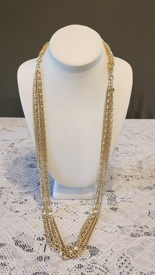 Sarah Coventry Gold tone multi chain necklace