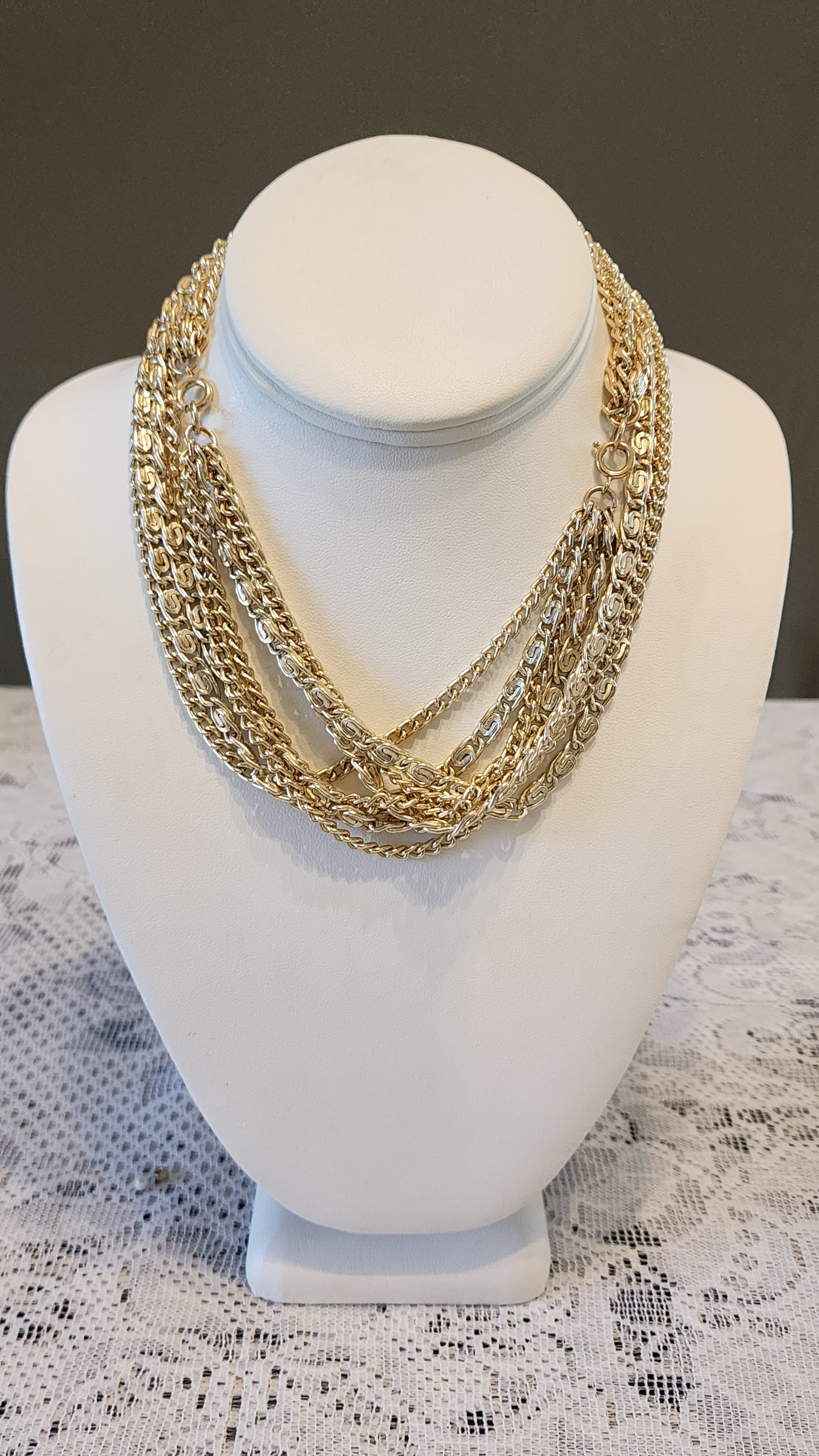 Sarah Coventry Gold tone multi chain necklace