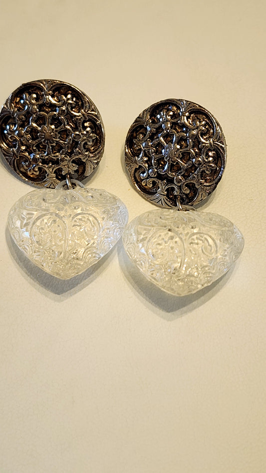 Korea dangle heart earrings