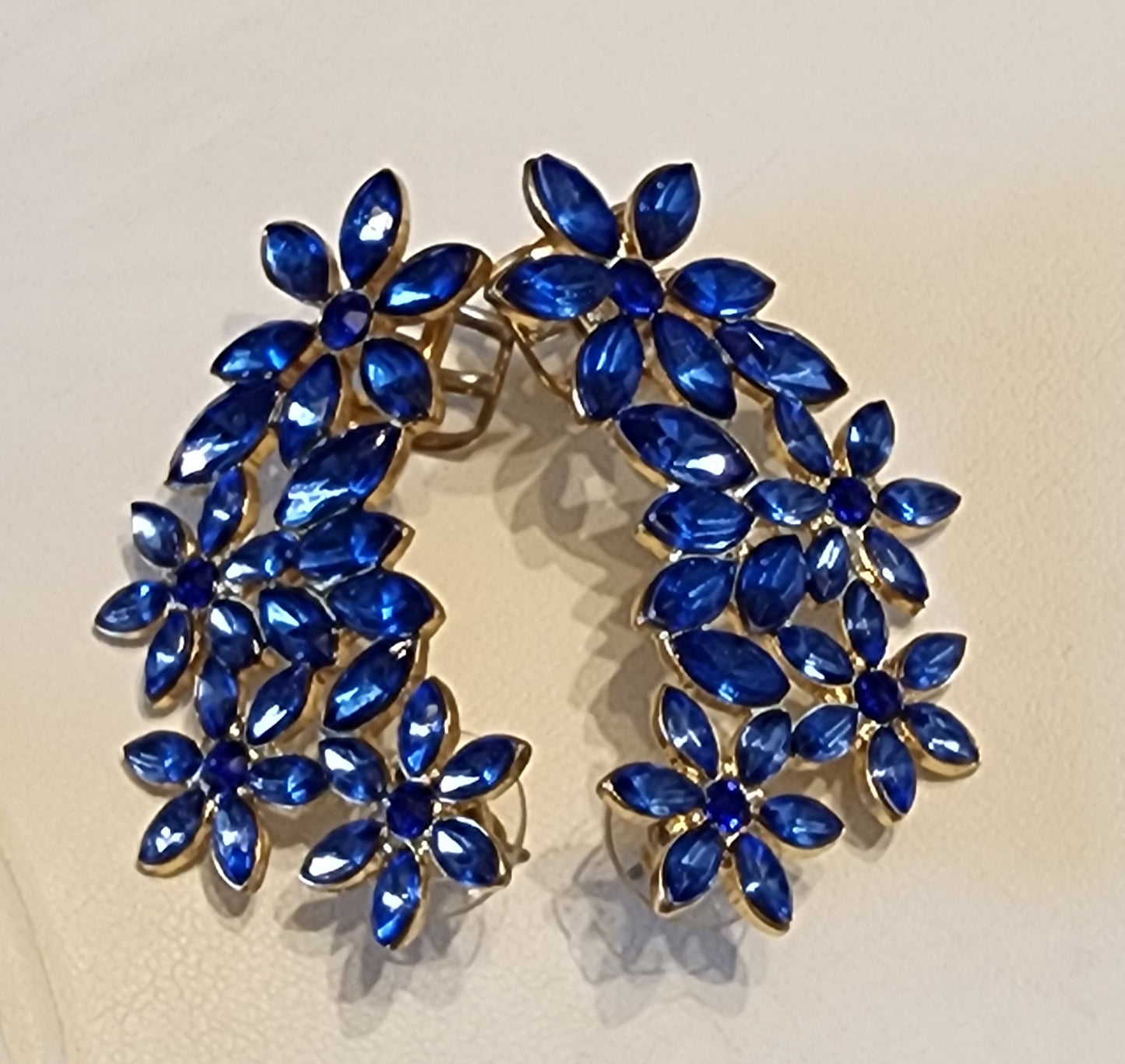 Blue rhinestone earrings