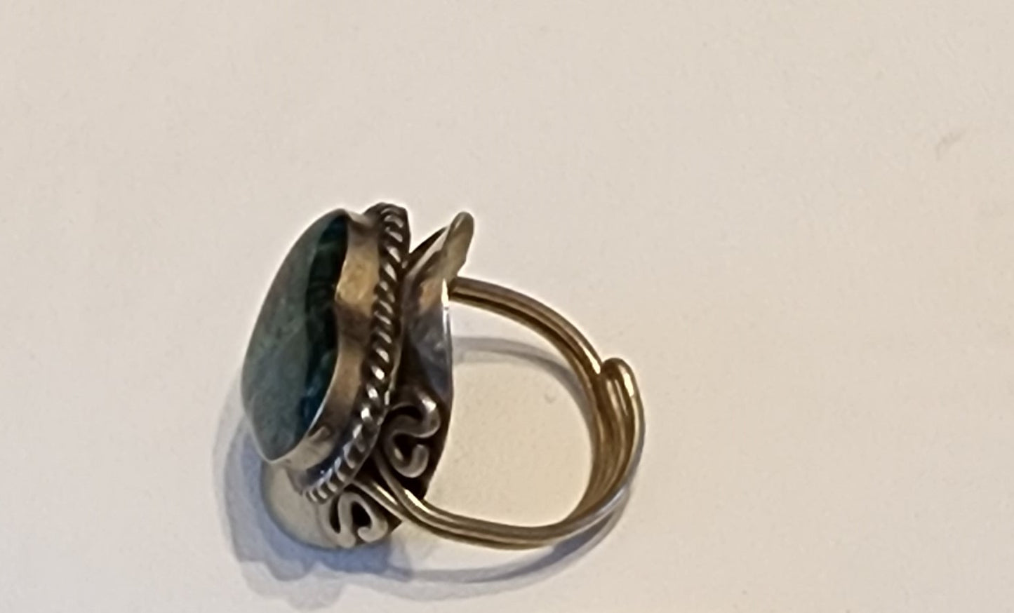 Silver tone adjustable Turquoise heart ring