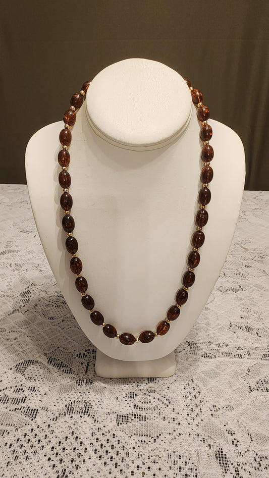 Amber color beaded necklace