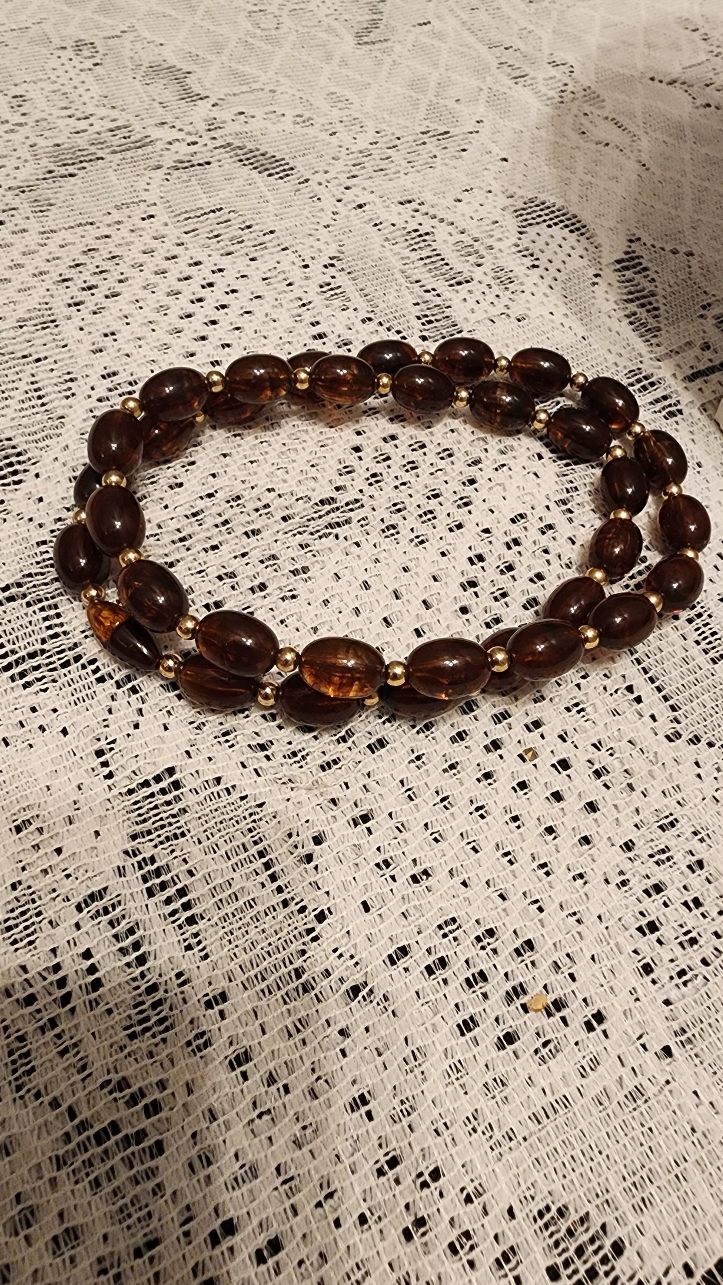 Amber color beaded necklace