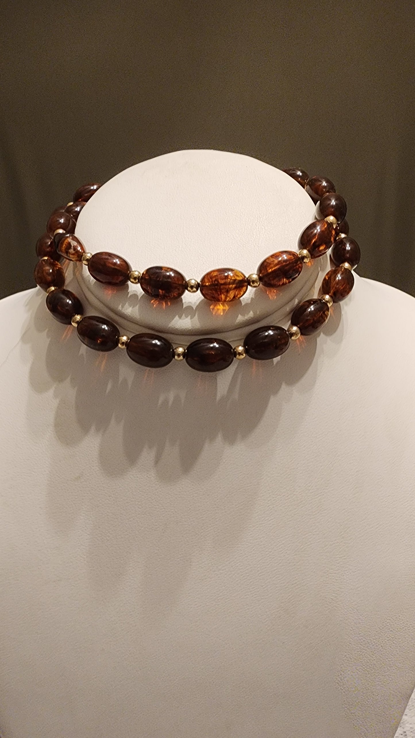 Amber color beaded necklace