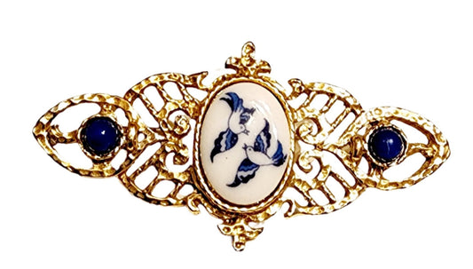 Blue birds brooch