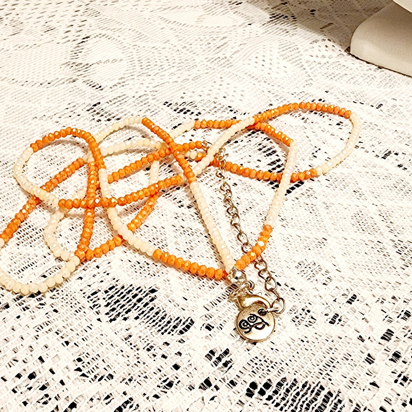 signed P Orange White necklace