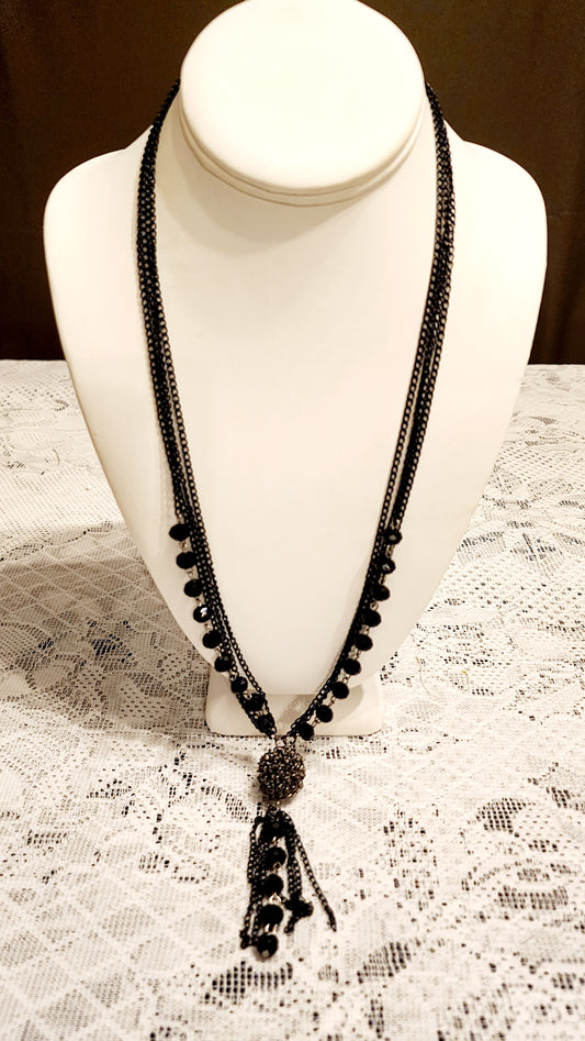 Black chain beaded necklace