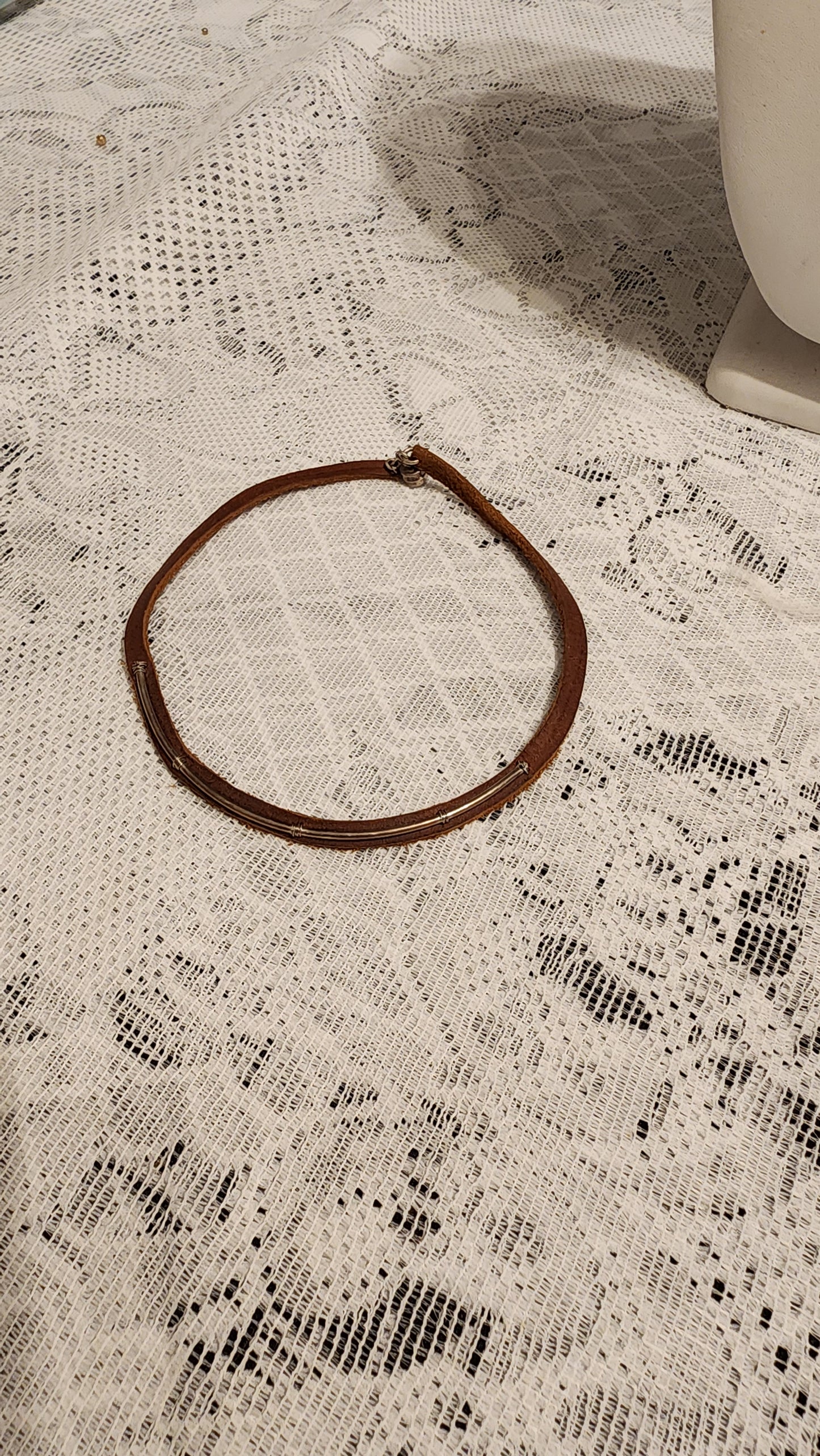 925 Silver leather cord choker necklace