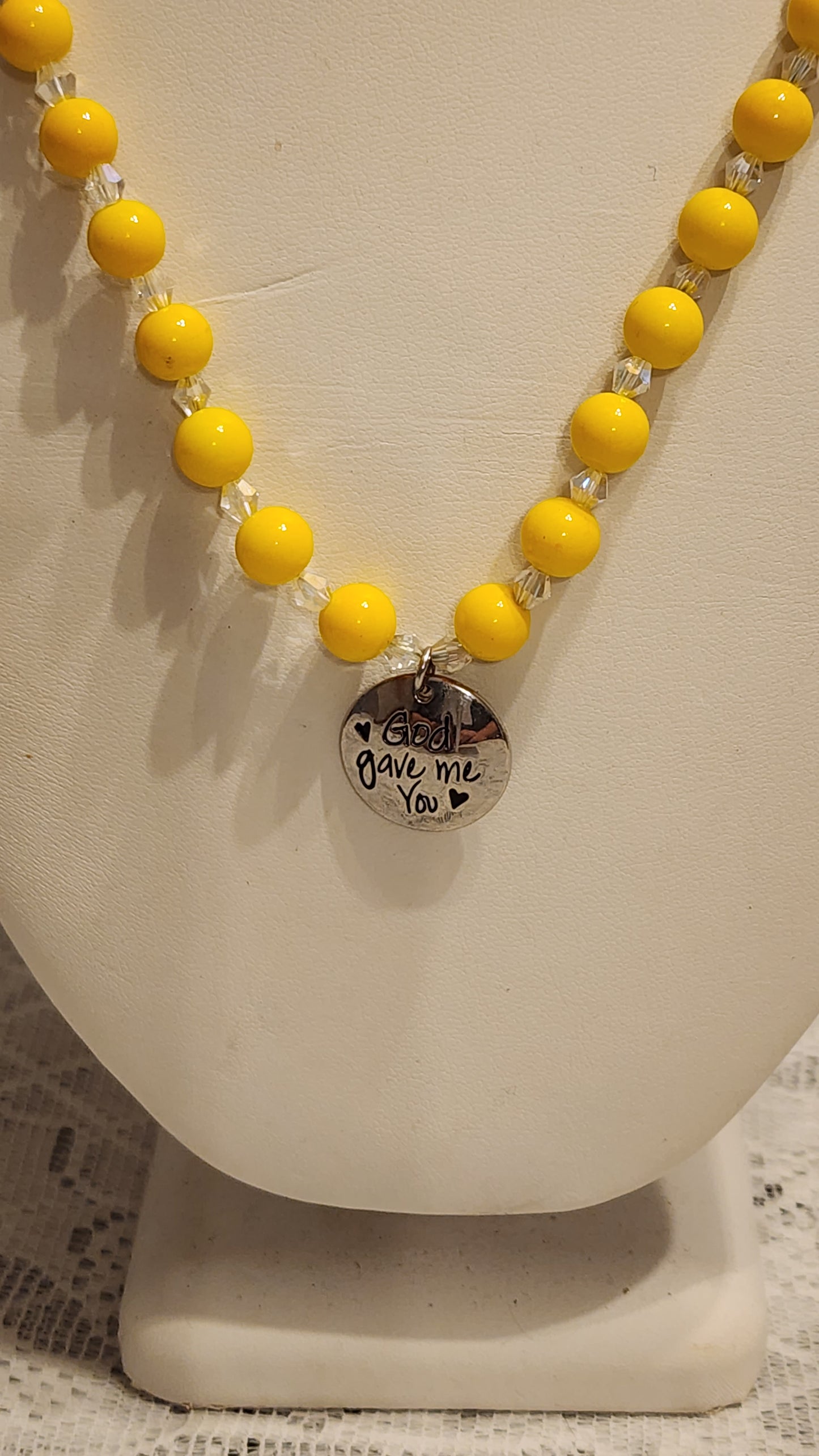 Yellow beaded necklace