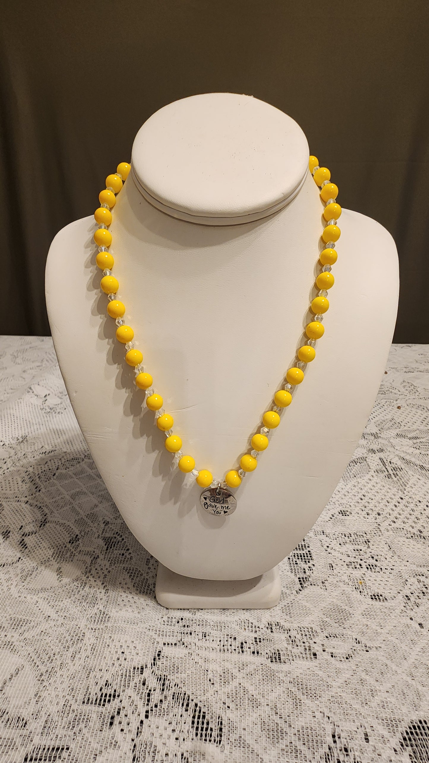 Yellow beaded necklace