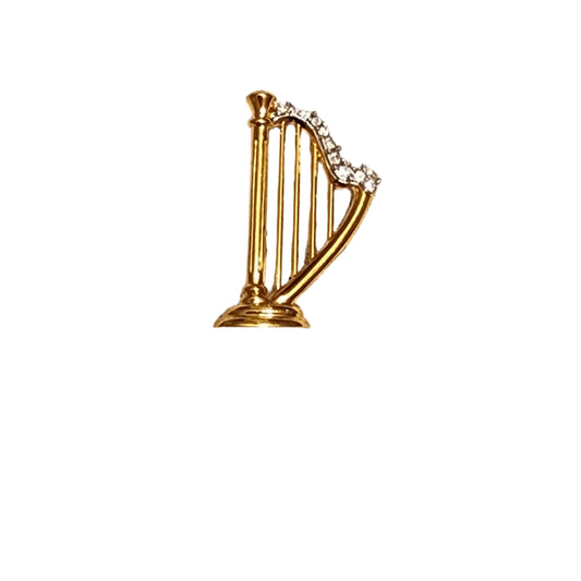 Harp rhinestone brooch